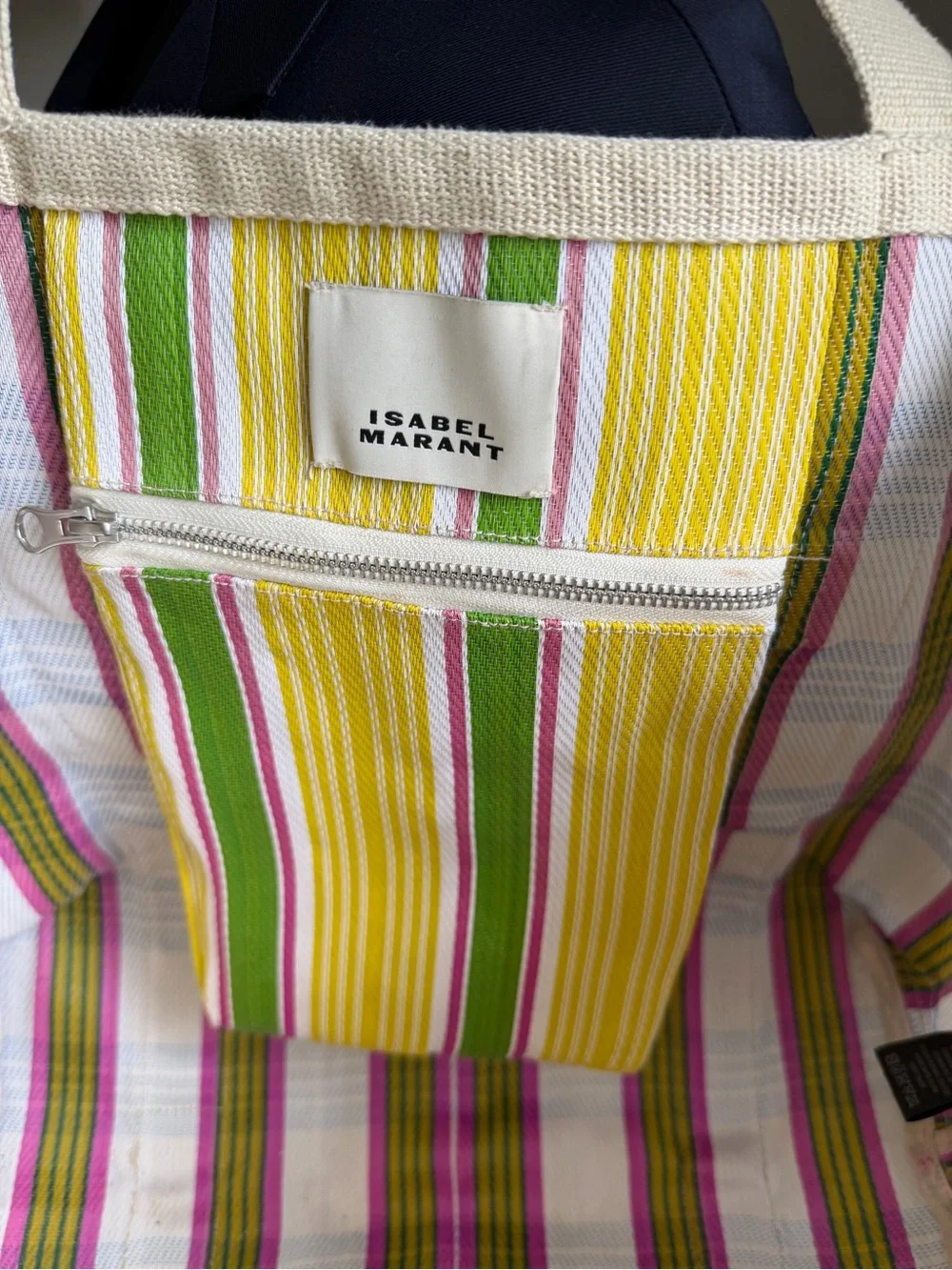 Isabel Marant Darwen Striped Large Tote Bag Multicolor Embroidered Logo